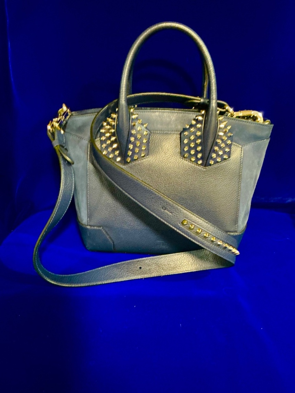 Christian Louboutin Navy Blue Top Handle Spiked 2way Eloise Satchel/Tote Bag